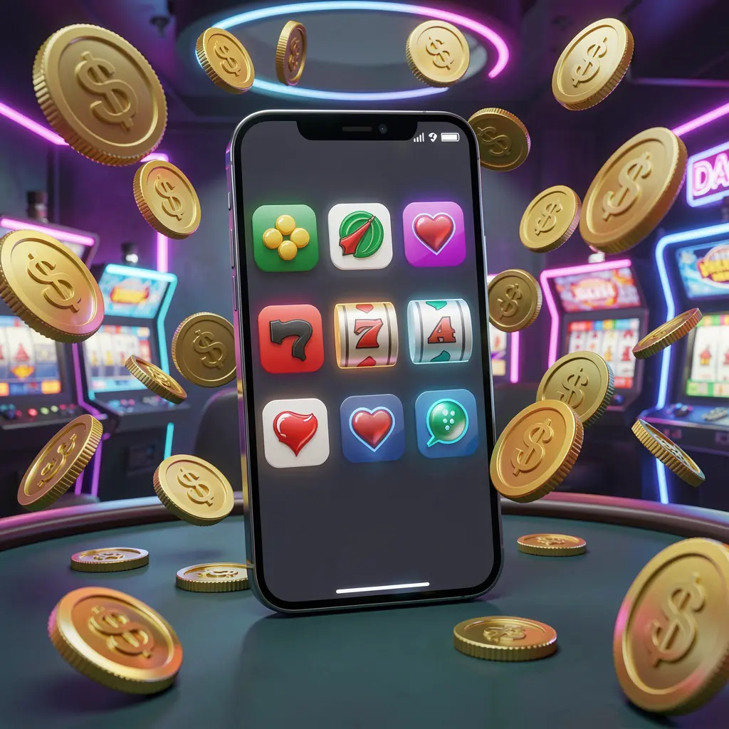 Realistic 3D render of a modern phone displaying the TK6688 Android casino app with app icons, surrounded by golden coins and slot symbols in a neon casino atmosphere Realistic 3D render of a modern phone displaying the TK6688 Android casino app with app icons, surrounded by golden coins and slot symbols in a neon casino atmosphere