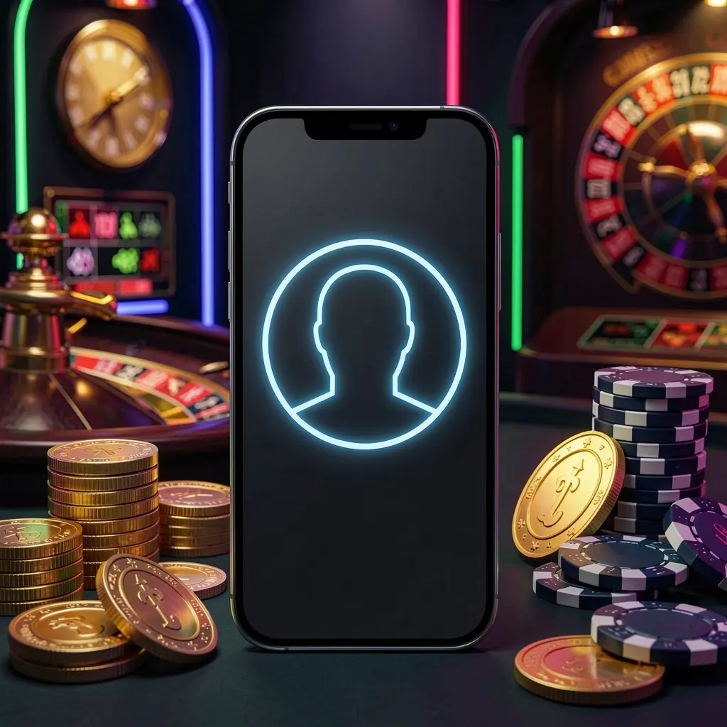 TK6688 online casino login hero image featuring a modern phone with glowing profile icon, roulette lights in the background, golden coins and poker chips in a premium dark neon atmosphere TK6688 online casino login hero image featuring a modern phone with glowing profile icon, roulette lights in the background, golden coins and poker chips in a premium dark neon atmosphere